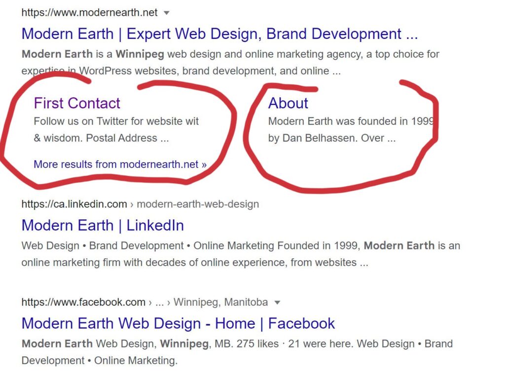 rich results for modern earth google search